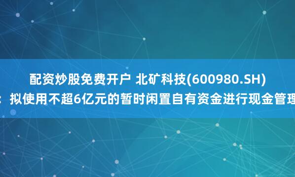 配资炒股免费开户 北矿科技(600980.SH):拟使用不超6亿元的暂时闲置自有资金进行现金管理