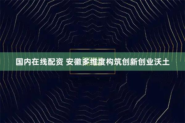 国内在线配资 安徽多维度构筑创新创业沃土